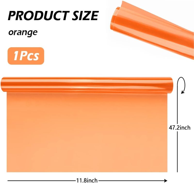 wedfish 12 X 48inch Car Light Tint Film, Cuttable&Stretchability Car Headlight Taillight Fog Light Vivid Vinyl Wrap Protector,Non-Marking Self-Adhesive Decals Car Decor (Orange) - Image 2
